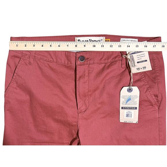 NWT Tailor Vintage Stretch Slim Fit Canyon Red Pants 36X30 - Picture 3 of 6